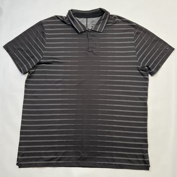 Nike Tiger Woods Polo Shirt Mens XL Black Striped Dri-Fit Golf BV0350-010 - Picture 2 of 16